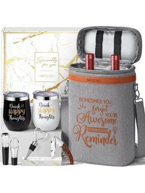 Wine Lover's Gift Basket - Birthday Gift Set with Wine Cooler Bag & Accessories
